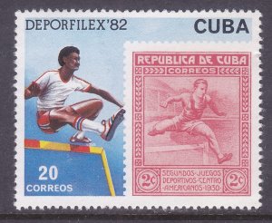 Cuba 2517 MNH 1982 DEPORFILEX Sport Stamp on Stamp Hurdler Issue