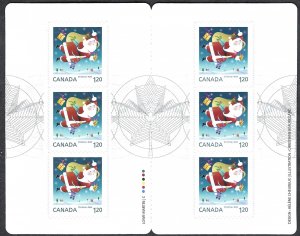Canada #2799a $1.20 Santa Claus Carrying Sack (2014). Booklet of 6 stamps. MNH