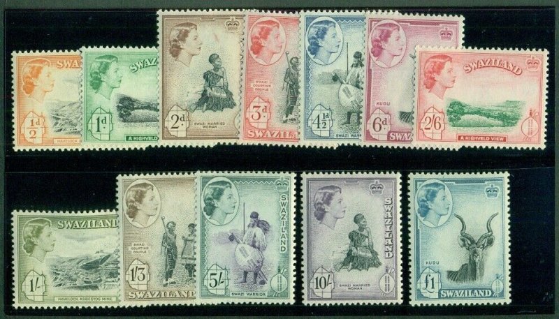 SWAZILAND #55-66, Complete set, og, NH, VF, Scott $110.10