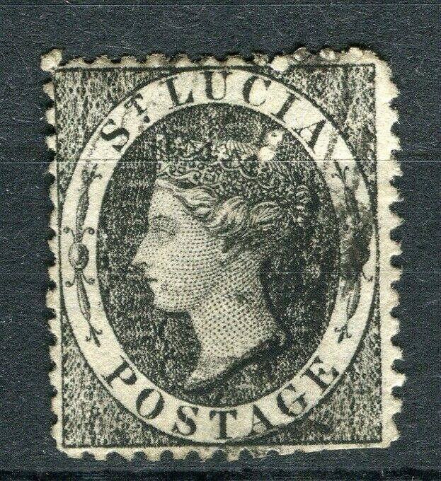 ST.LUCIA; 1863-76 early classic QV issue fine used 1d. value