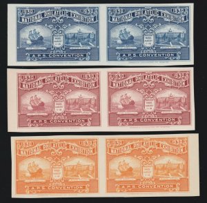 US 1930 National Philatelic Exhibition Imperf Pair Proofs? lot of 3