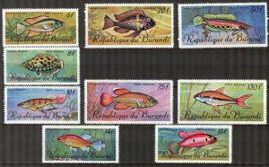 Burundi 1967 Marine Life Fishes Air Mail Set of 9 MNH