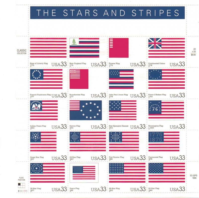 US 3403 - 33¢ The Stars and Stripes Unused