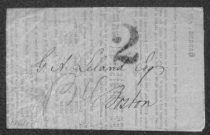 HAVANA CUBA TO BOSTON EMPIRE CITY SHIP PRICES CURRENT STAMPLESS COVER 1860