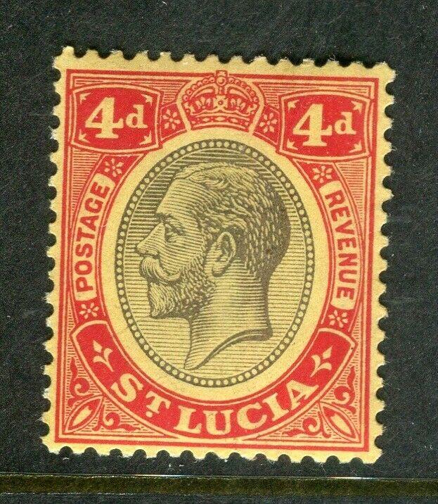 ST.LUCIA; 1912 early GV issue fine Mint hinged Shade of 4d. value