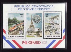 St Thomas & Principe Island-Sc#652a-sheet-unused-NH-Trains-L