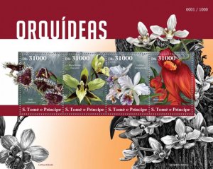 SAO TOME - 2015 - Orchids - Perf 4v Sheet -Mint Never Hinged