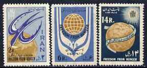 Iran 1963 Freedom From Hunger set of 3 unmounted mint, SG...