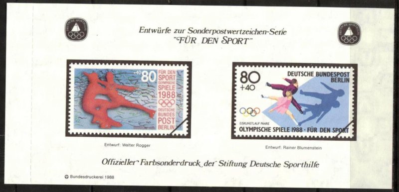 Germany 1988 Olympics Sport Surtax Figure Skating  S/S MNH