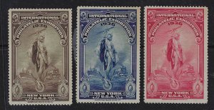 US 1936 ENGRAVED INTL PHILATELIC EXHIBITION SET OF 3 PRINTED BY THE AMERICAN BAN