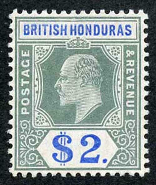 BRITISH HONDURAS SG92 1904-07 2 Dollars grey-green and blue