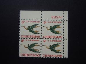 1965 #1276a 5c Angel with Trumpet Plate Block TAGGED MNH OG CV $6.50