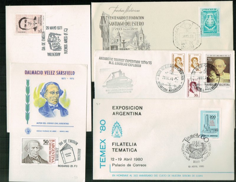 ARGENTINA - 4 FDC + 1 Antarctic