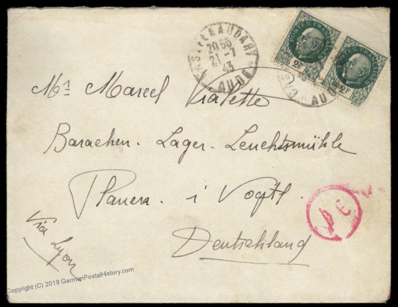 France 1943 Gemeinschaftslager Leuchtsmuehle Labor Camp Germany Cover Cens 89488