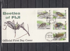 Fiji, Scott cat. 574-578. Beetles, Insects issue. First Day Cover.