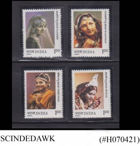 INDIA - 1980 BRIDES IN TRADITIONAL INDIAN COSTUMES - 4V - MINT NH