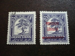 Stamps - Lebanon - Scott# 50, 72 - Used & Mint Hinged Part Set of 2 Stamps