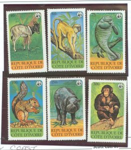 Ivory Coast #528-533 Unused Single (Complete Set) (Wildlife)