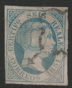 Spain 1851 Sc 10 used spider cancel