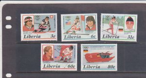 Liberia Scott #1049-1053,MNH.Mi 1355-1359. Olympics Calgary-1988.Slalom,Biathlon