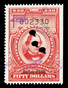 Scott R556 1950 $50.00 Dated Red Documentary Revenue Used VF