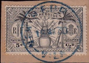 NEW HEBRIDES 1925 ½d SG43 fine used on piece - Vila cds in blue -..........32714