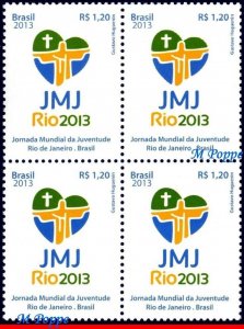 3242 3250 BRAZIL 2013 WORLD YOUTH DAY, WYD RIO 2013 VISIT POPE FRANCIS BLOCK MNH