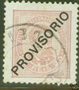 Portugal Scott 84 King Luiz Provisorio overprint