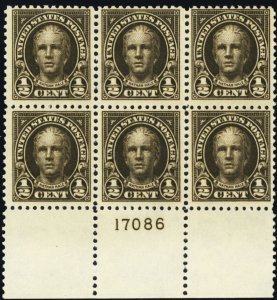 551, Mint VF NH 1/2¢ Plate Block of Six Stamps  CV $25.00