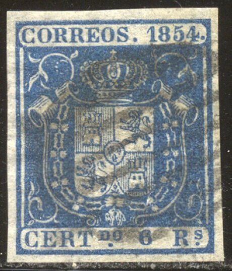 SPAIN #30 Used - 1854 6r Blue