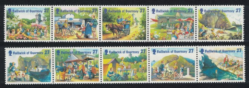 Guernsey Holidays on Sark 10 stamps in strips Folded SG#955-964