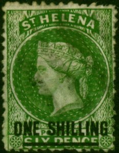 St Helena 1868 1s Deep Yellow-Green SG18 Type B Fine Used