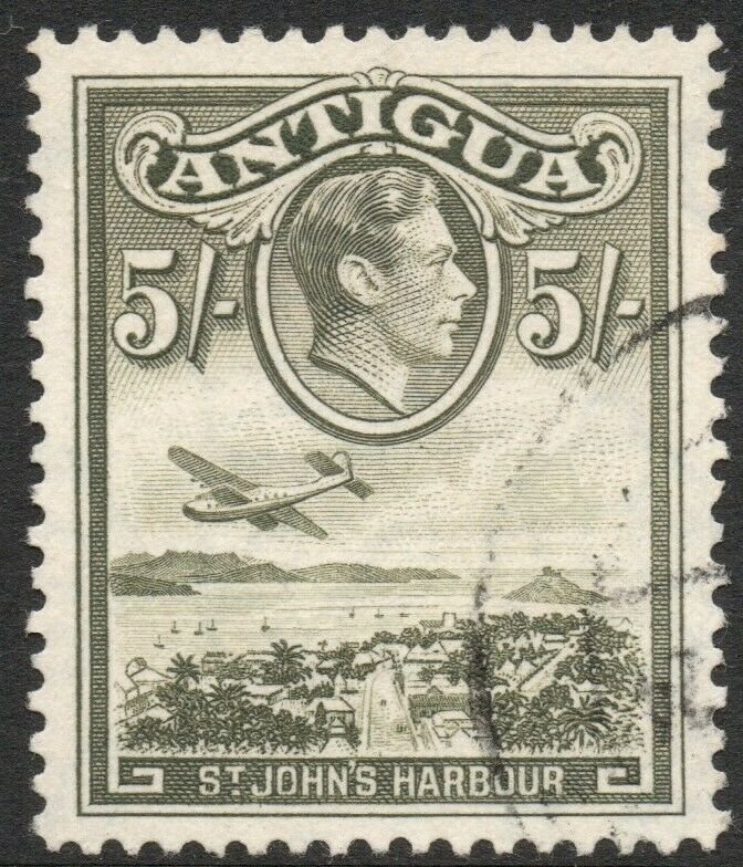 ANTIGUA-1938-51 5/- Olive-Green Sg 107 FINE USED V38037