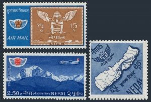 Nepal C3-C5, MNH. Michel 225-227. Royal Nepal Airlines Corporation, 1968.