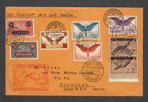 Rare 1930 Switzerland Flight Cover Mexico N. America