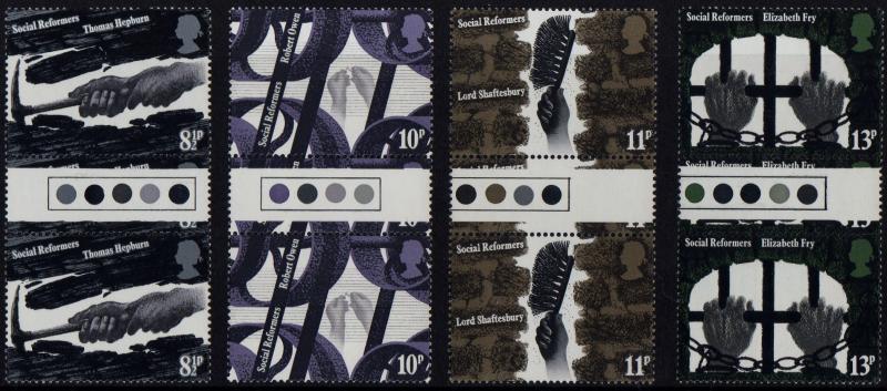GB TRAFFIC LIGHT G/PAIRS (18a) Sg1001-Sg1004 1976, SOCIAL REFORMERS. Mint (NH)