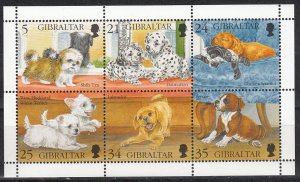 GIBRALTAR - 1996 - Puppies - Perf 6v Sheet - Mint Never Hinged