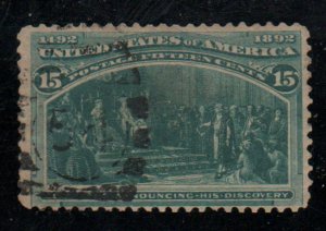 US #238 SCV $77.00 VF used, lighter cancel, nice stamp, thin, nice color and ...