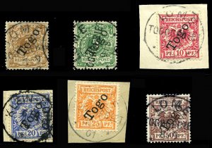 German Colonies, Togo #1-6 Cat$128.75, 1897-8 Overprints, set of six, used