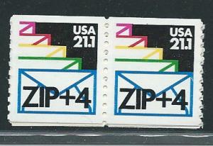 US#2150b 21.1c  Zip + 4 Coil pair (MNH) CV $1.00