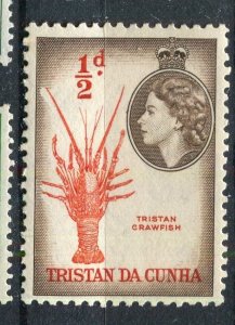 TRISTAN DA CUNHA; 1950s early QEII Pictorial issue fine Mint hinged 1/2d. value