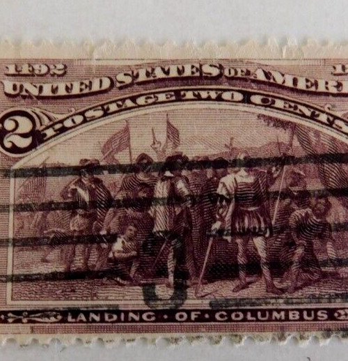 US #231 Used/Fine, 2 cent Columbus Exposition w/Cracked Hat, 1893 