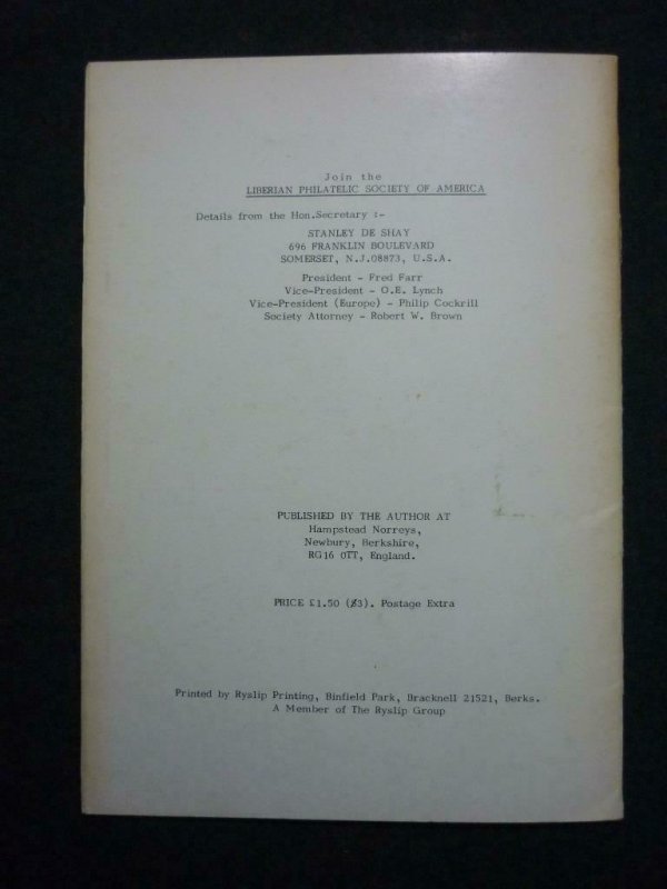 LIBERIA - THE CROMWELL CORRESPONDENCE by PHILIP COCKRILL 