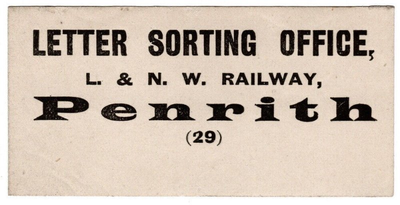 (I.B) London & North Western Railway : Parcel Label (Penrith LSO) 