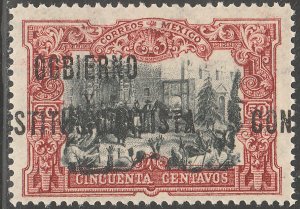 MEXICO 431, 50¢ With $ Revolutionary overprint. MINT, NH. VF.