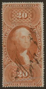 USA 1st Issue Revenue Scott R99c $20 Probate of Will Washington Used 108139