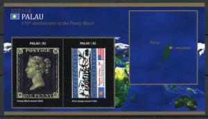 Palau 2010 MNH Penny Black 170th Anniversary 2v S/S Stamps on Stamps