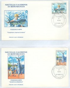 New Caledonia C162-3 1980 Fishing (set of two) on two unaddressed cacheted FDC