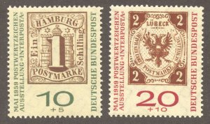 Germany Scott B366-B367 MNHOG - 1959 Stamps of Hamburg, 1859 Set