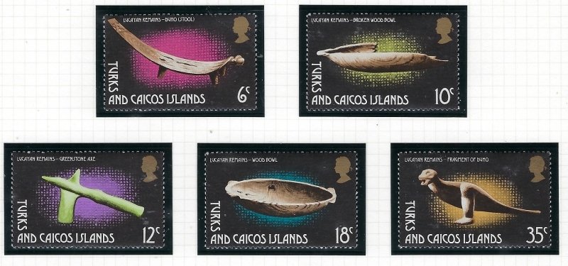 Turks and Caicos 288-92 MNH 1974 Lucayan Artifacts (ak5219)